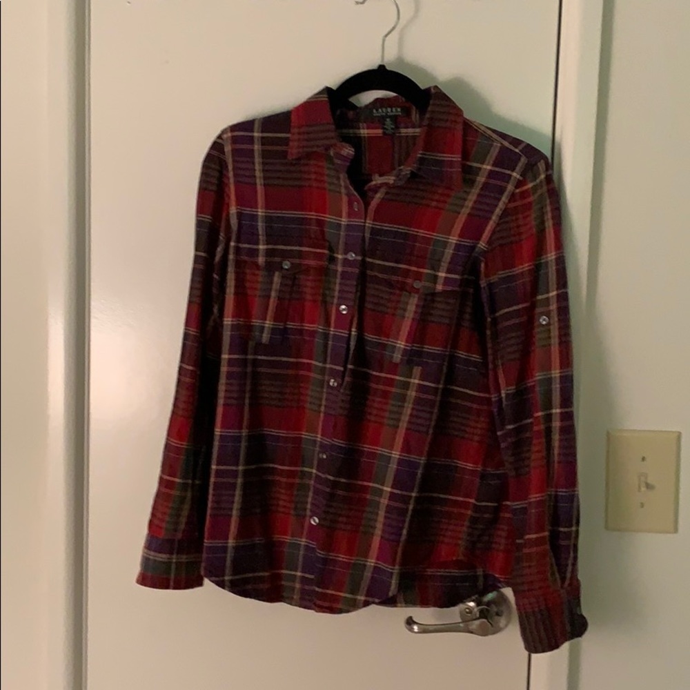 Lauren by Ralph Lauren plaid button up shirt